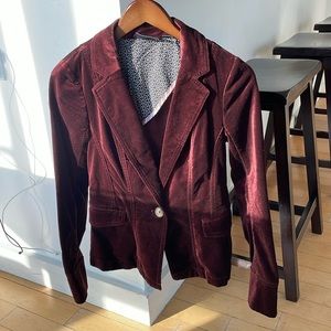 Anthropologie Maeve Red Faux Suede Blazer Size 0